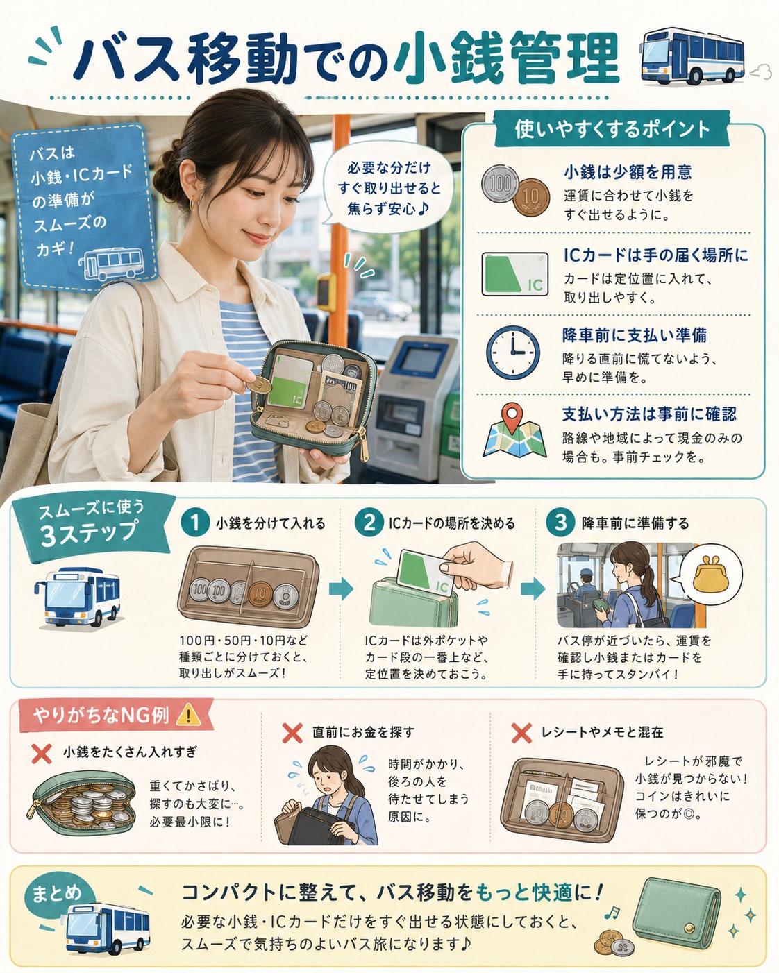 バス移動での小銭管理