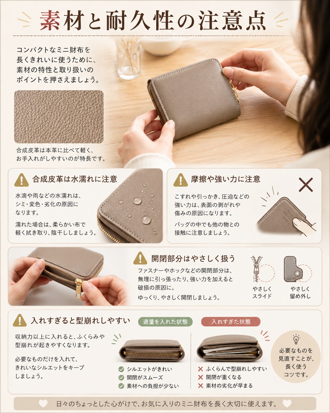 素材と耐久性の注意点
