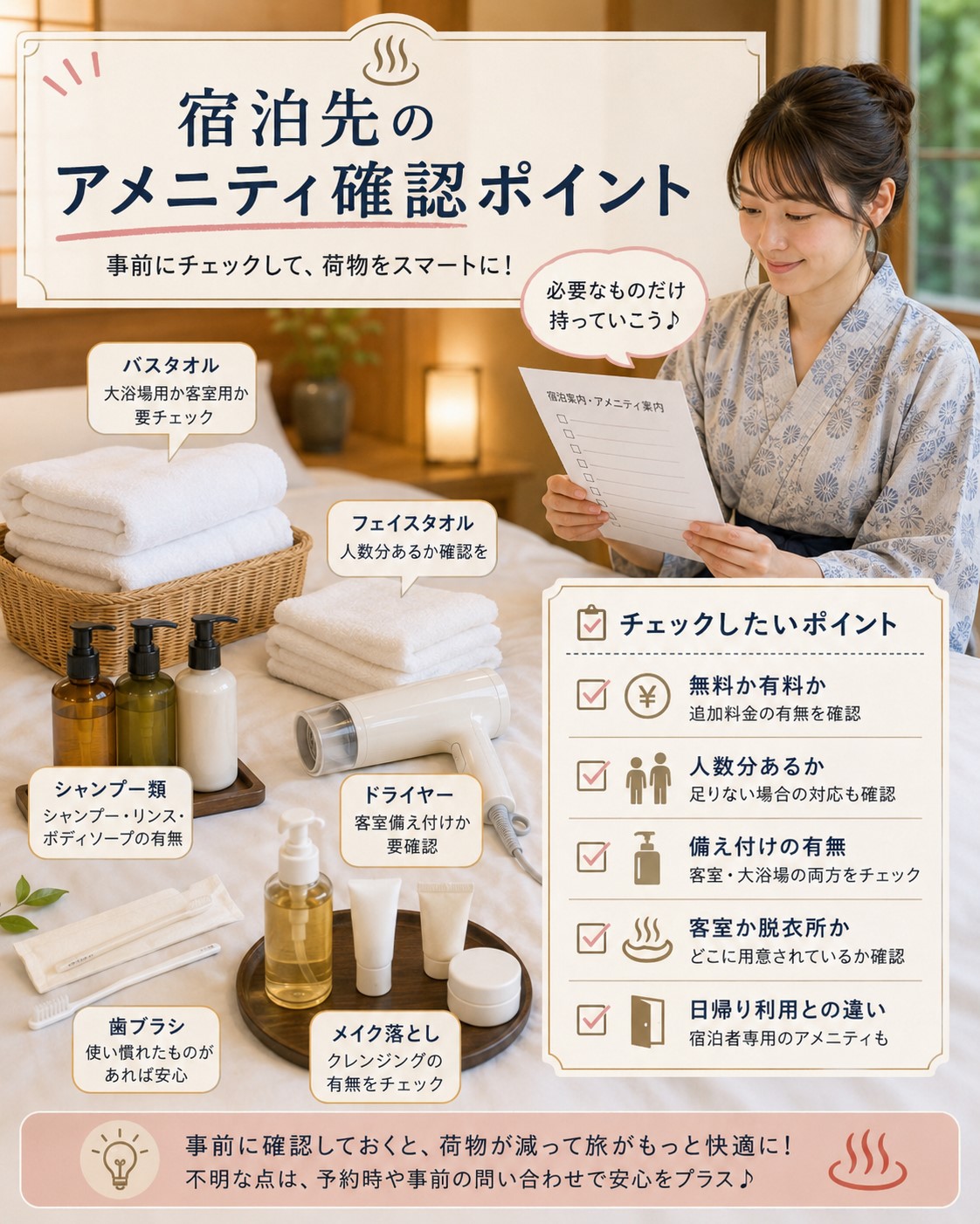 宿泊先のアメニティ確認ポイント