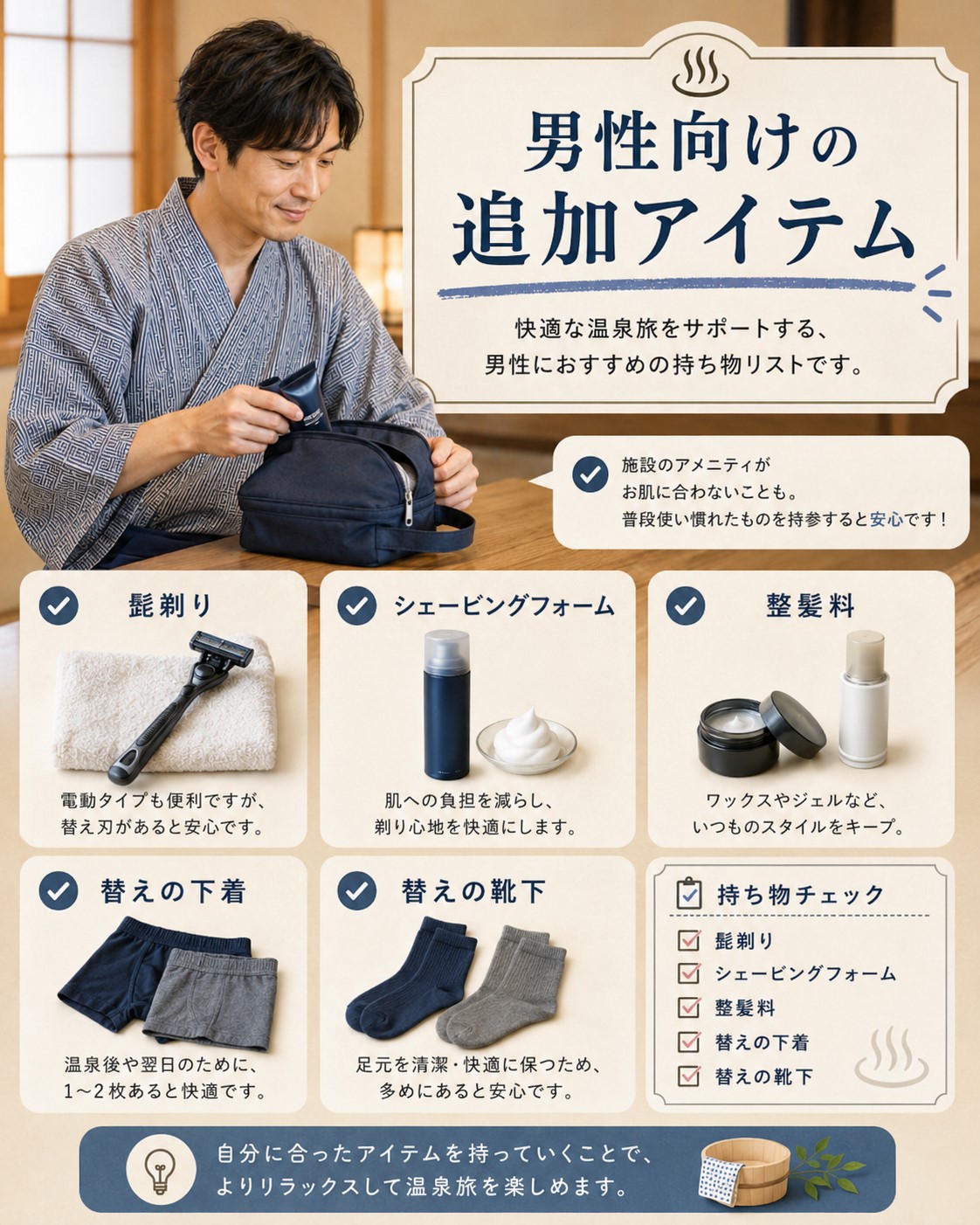 男性向けの追加アイテム