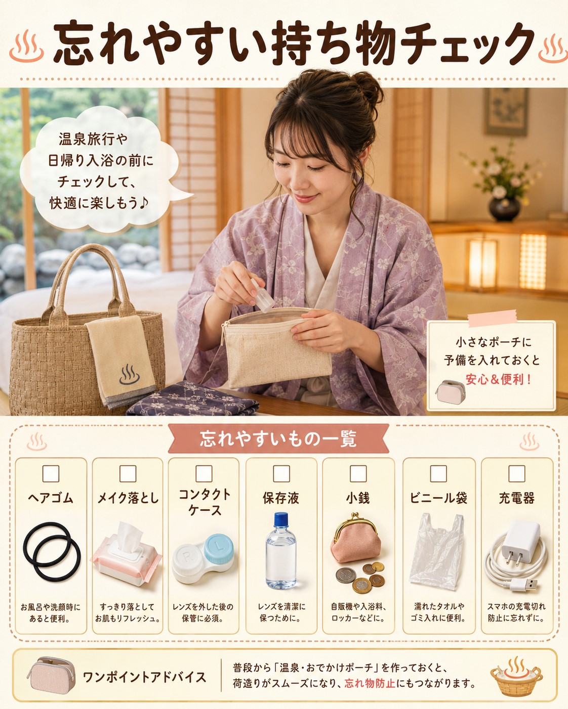 忘れやすい持ち物チェック