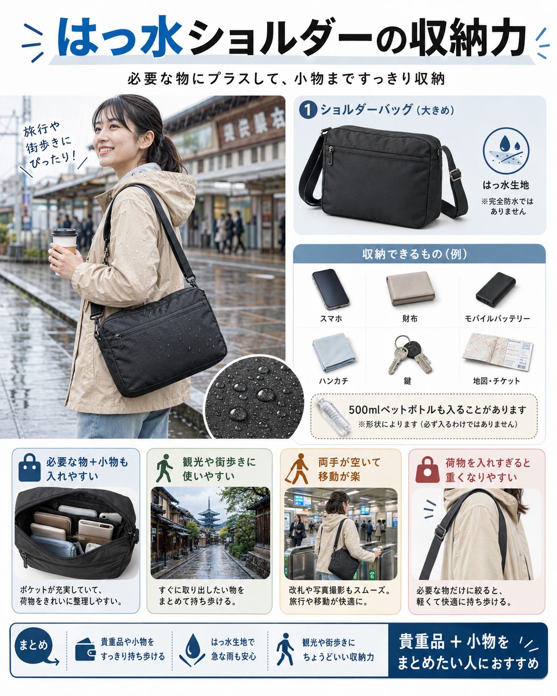 はっ水ショルダーの収納力