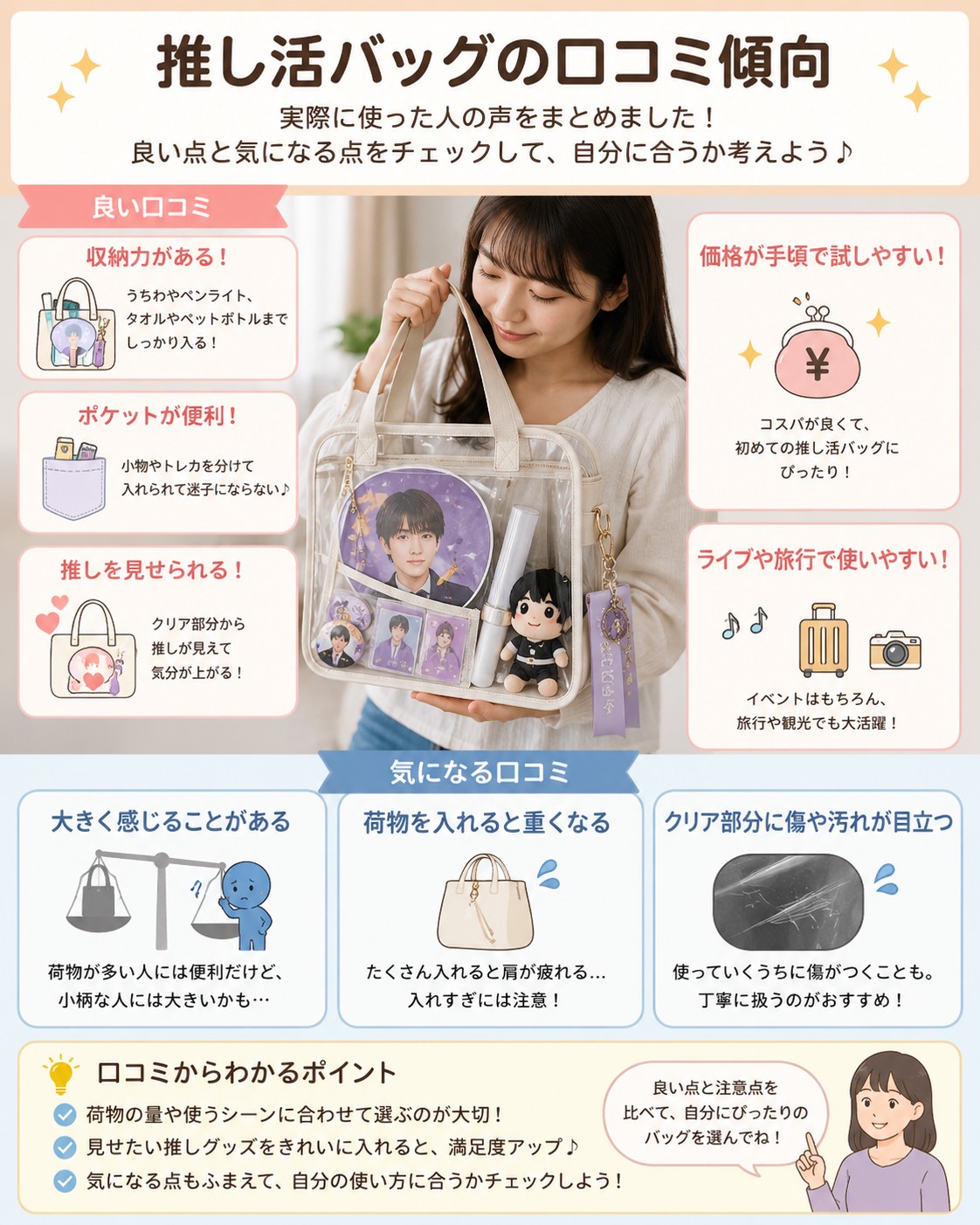 推し活バッグの口コミ傾向