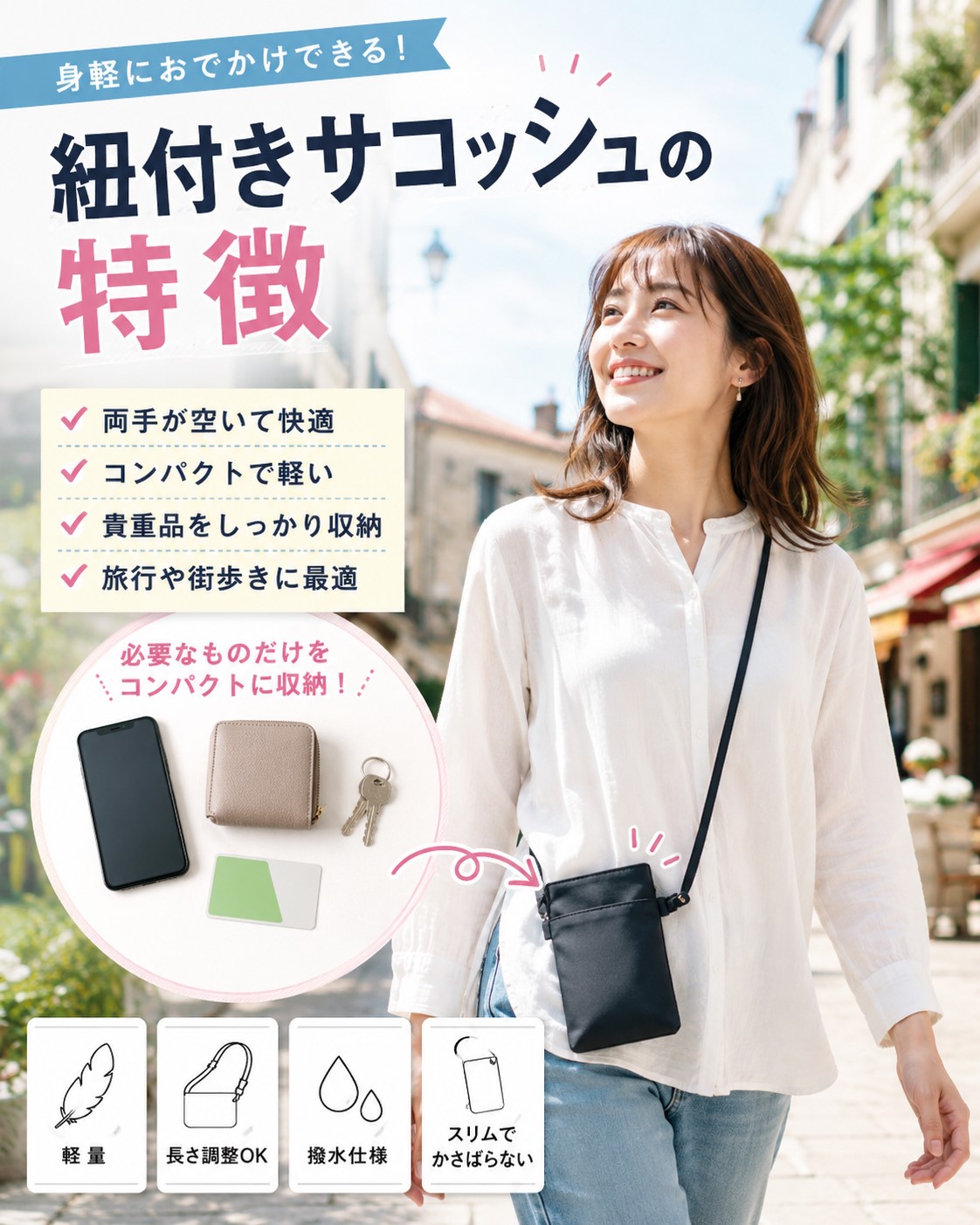 紐付きサコッシュの特徴