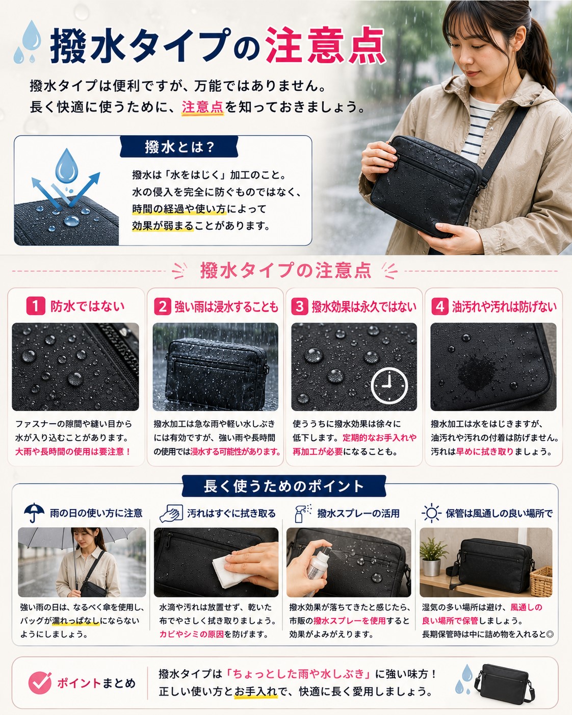 撥水タイプの注意点