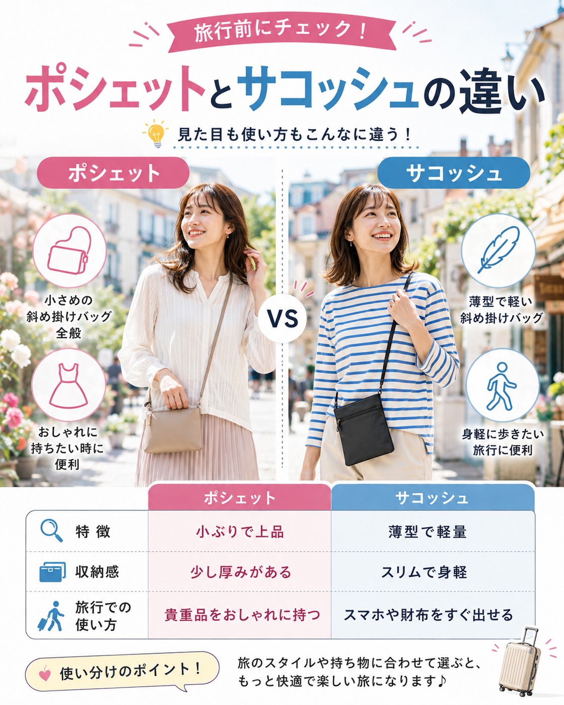 ポシェットとサコッシュの違い