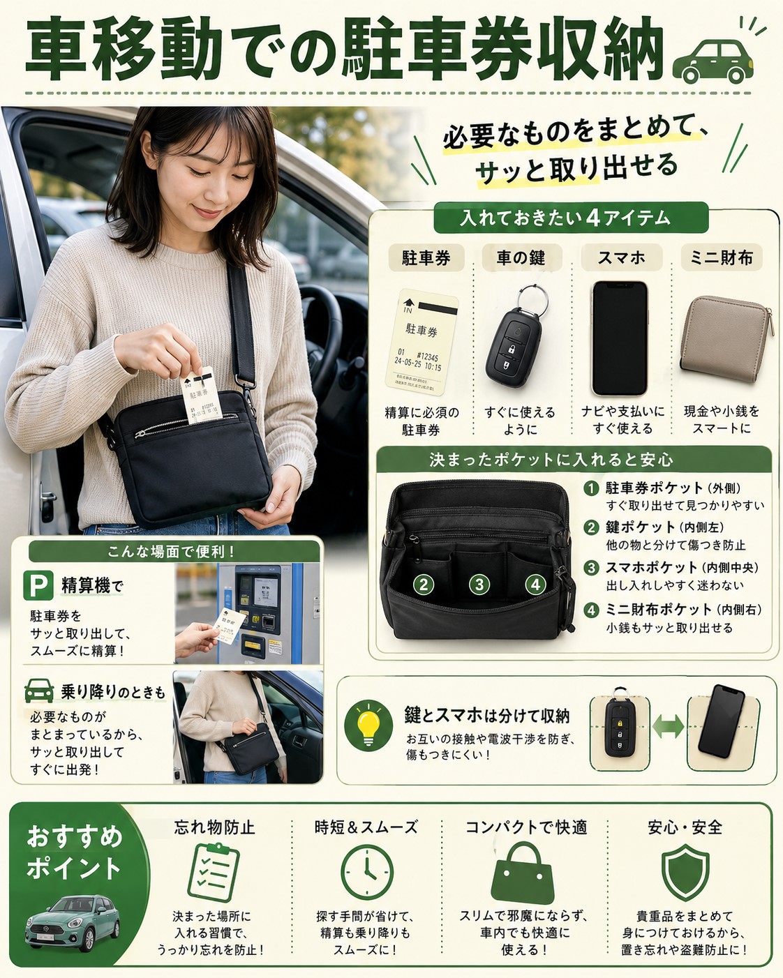 車移動での駐車券収納