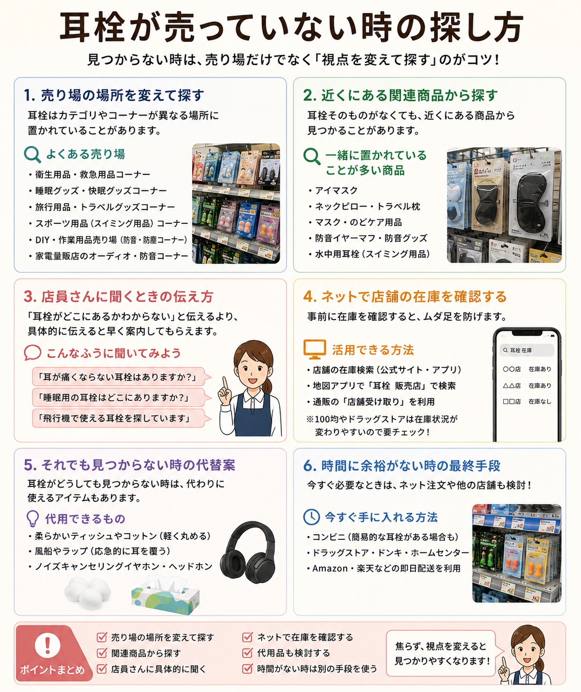 耳栓が売っていない時の探し方