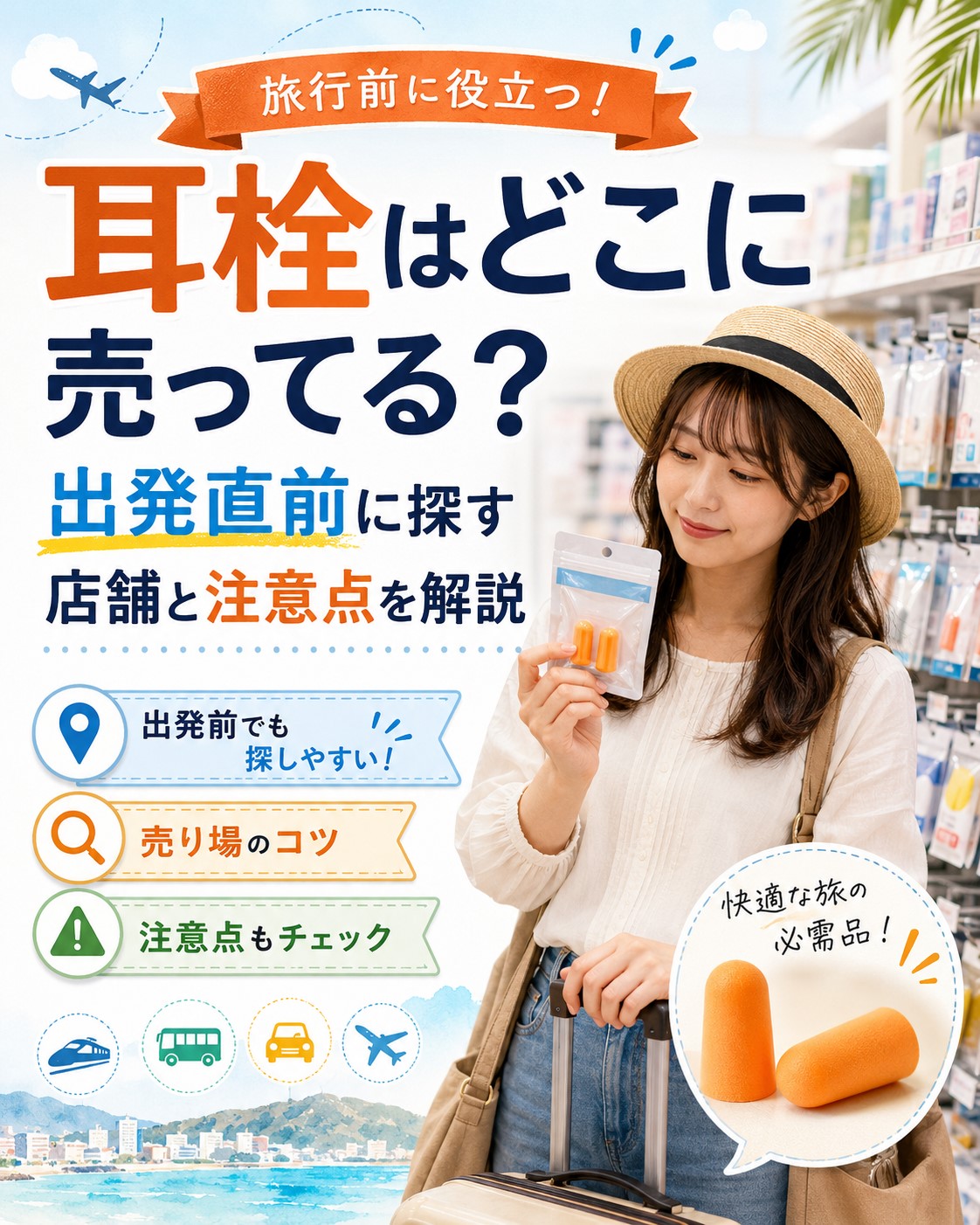 耳栓はどこに売ってる?出発直前に探す店舗と注意点を解説