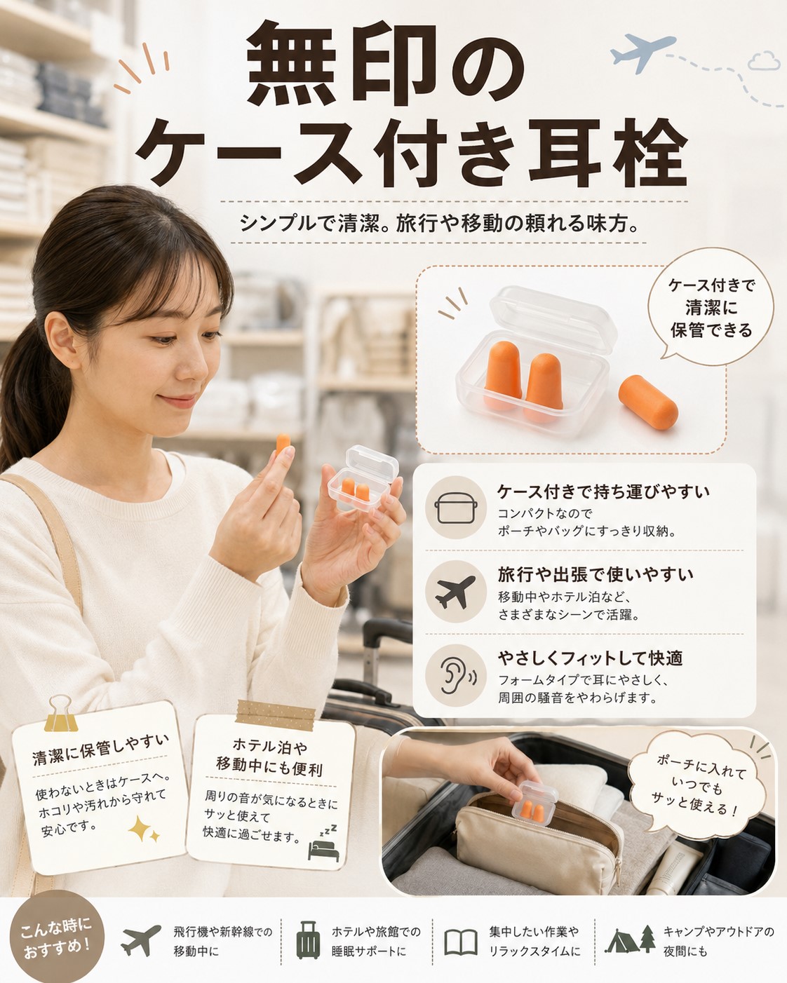 無印のケース付き耳栓
