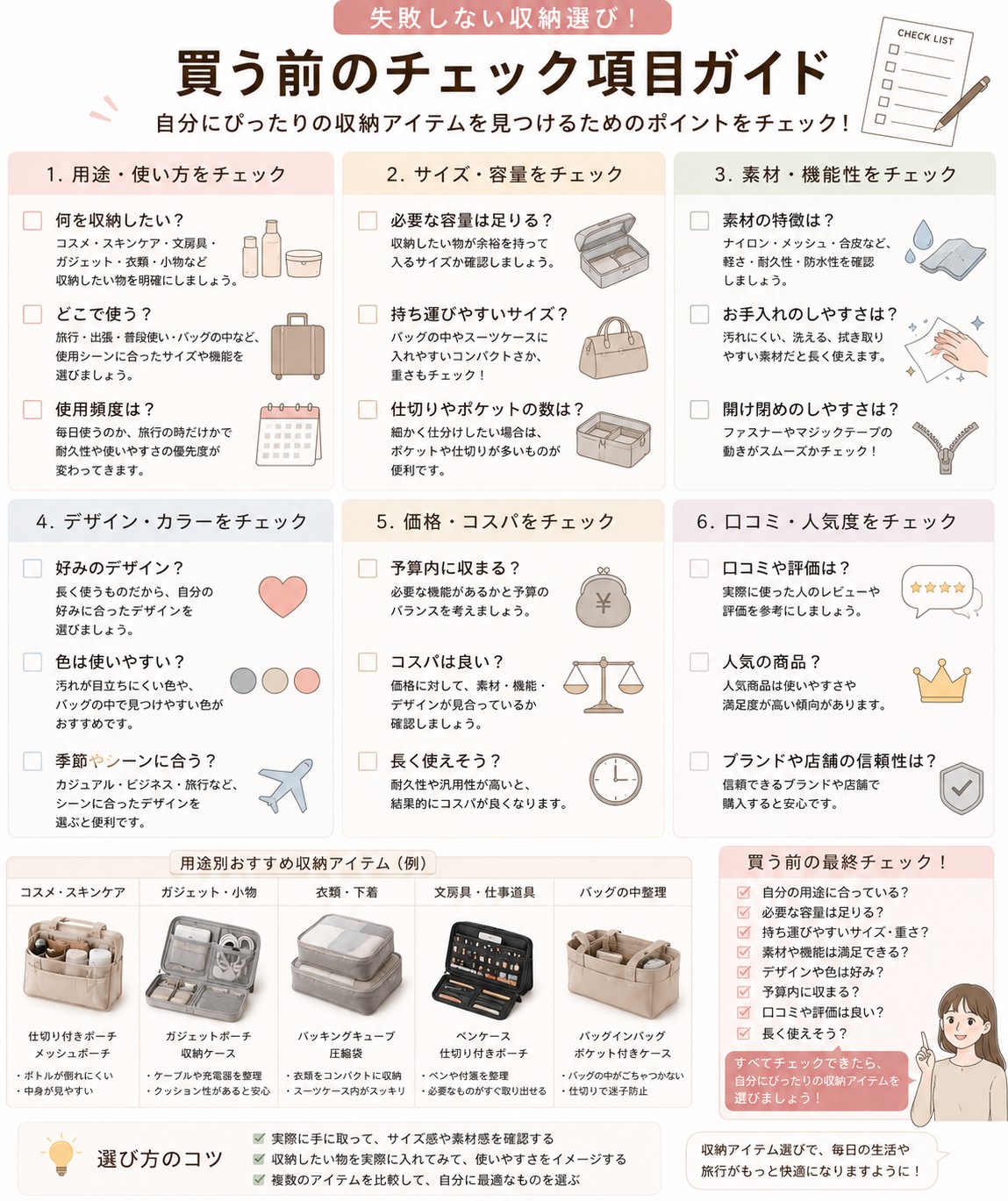 買う前のチェック項目