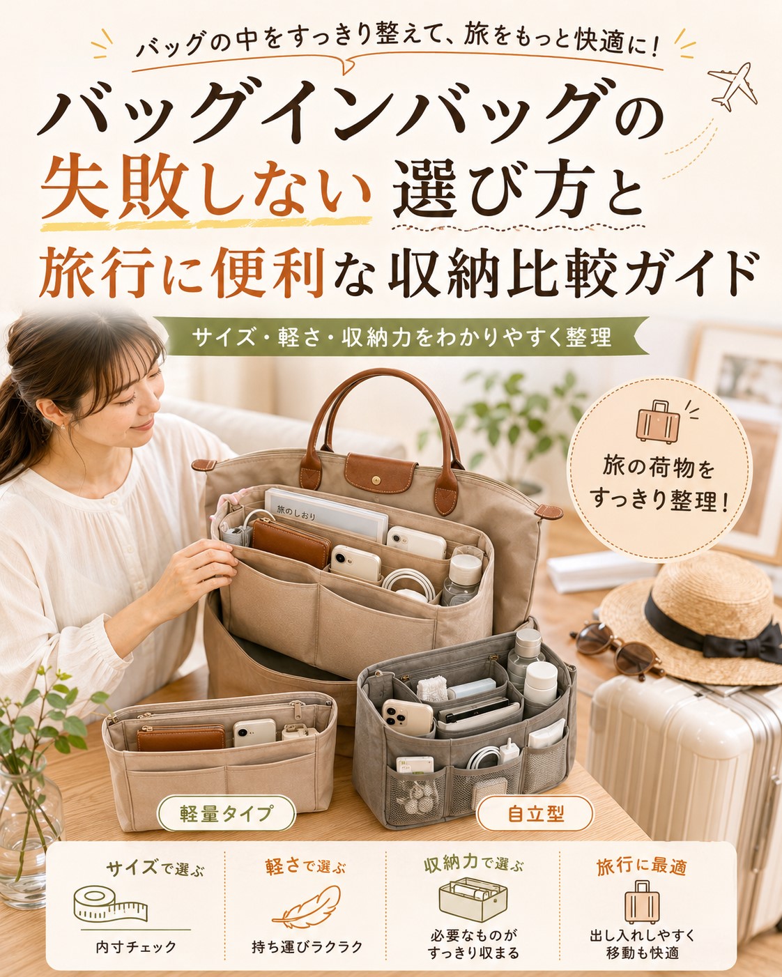 バッグインバッグの失敗しない選び方と旅行に便利な収納比較ガイド