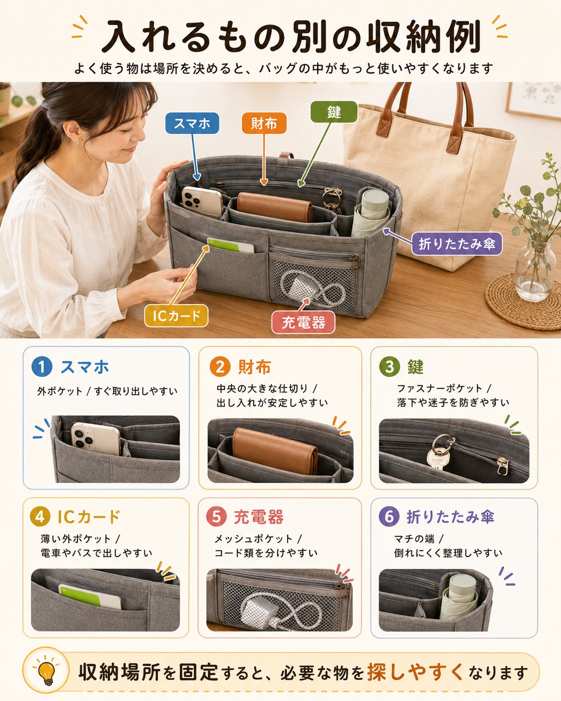 入れるもの別の収納例
