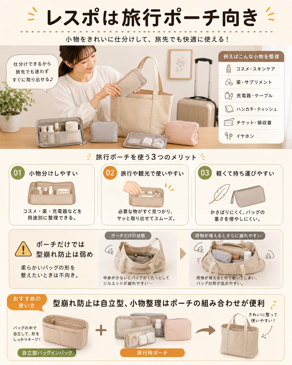 レスポは旅行ポーチ向き
