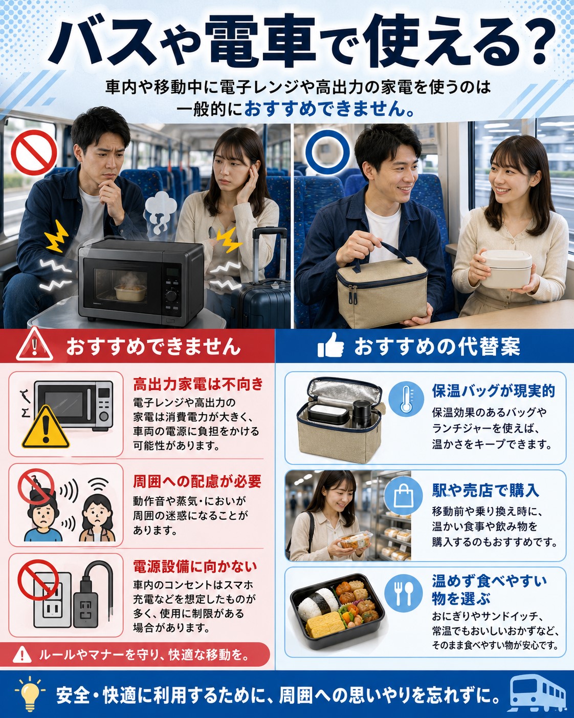 バスや電車で使える？