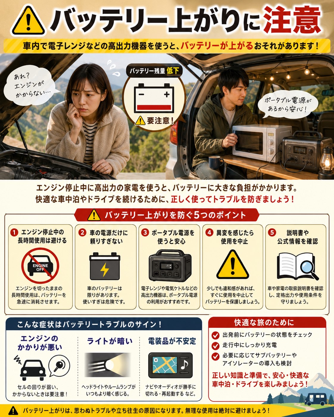 バッテリー上がりに注意