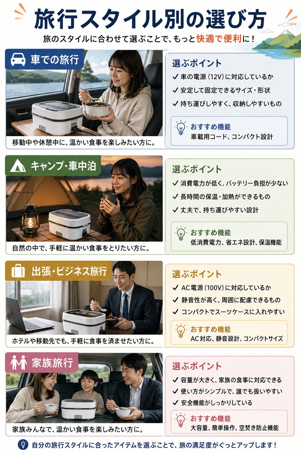 旅行スタイル別の選び方
