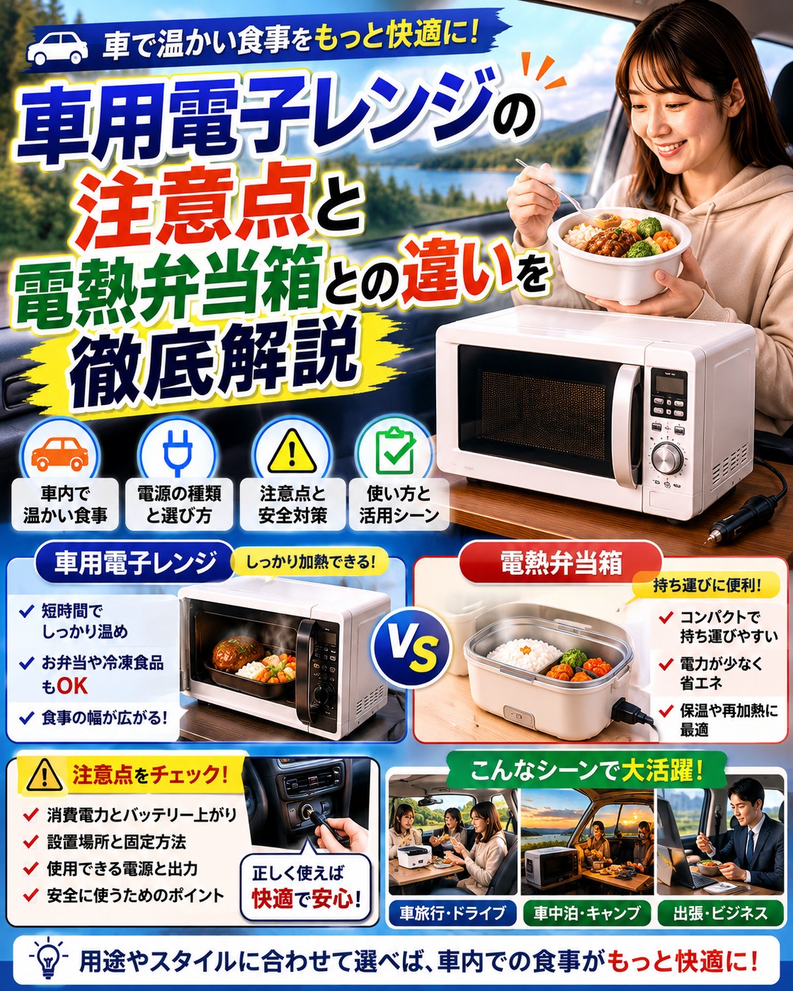 車用電子レンジの注意点と電熱弁当箱との違いを徹底解説