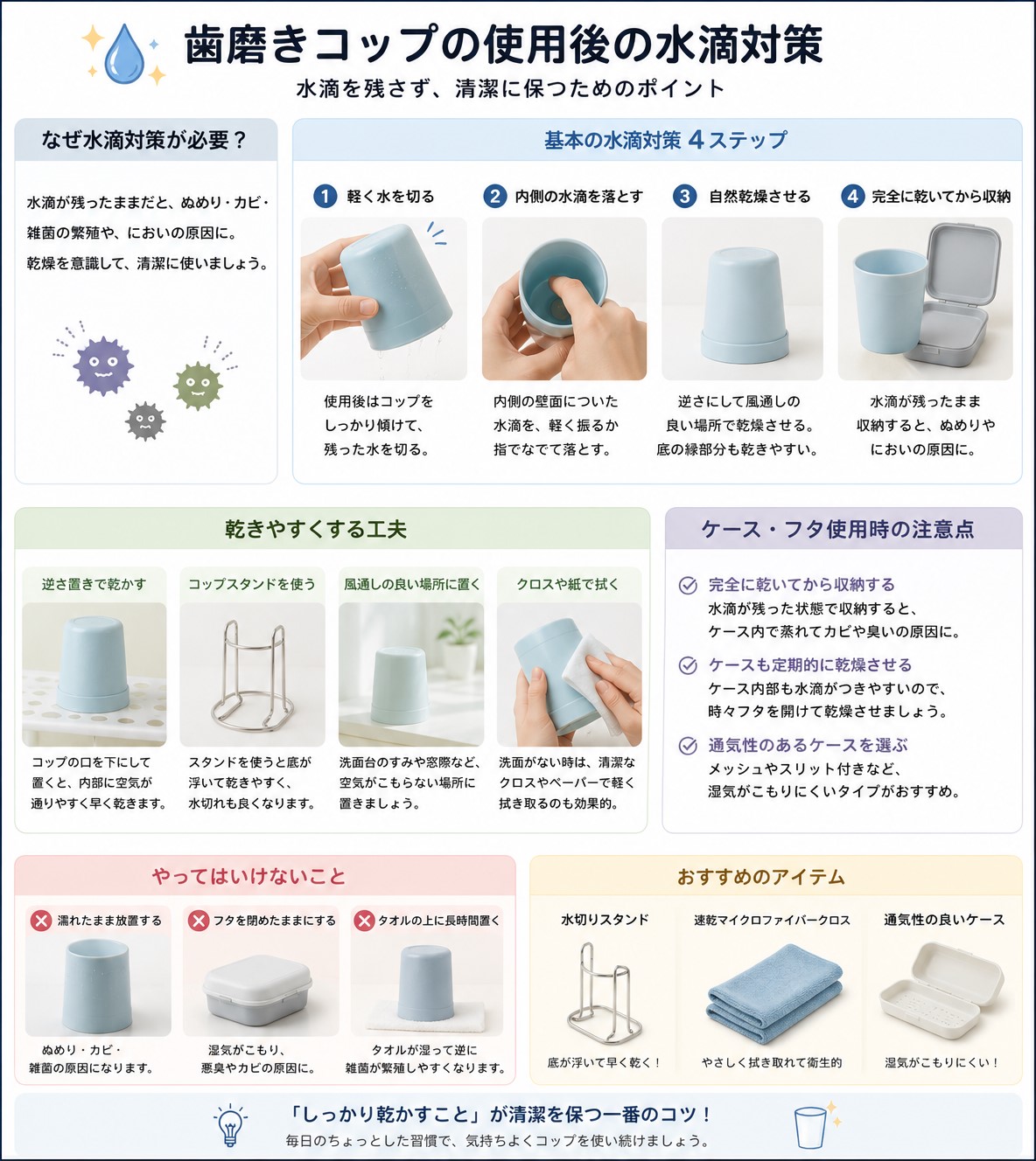 使用後の水滴対策