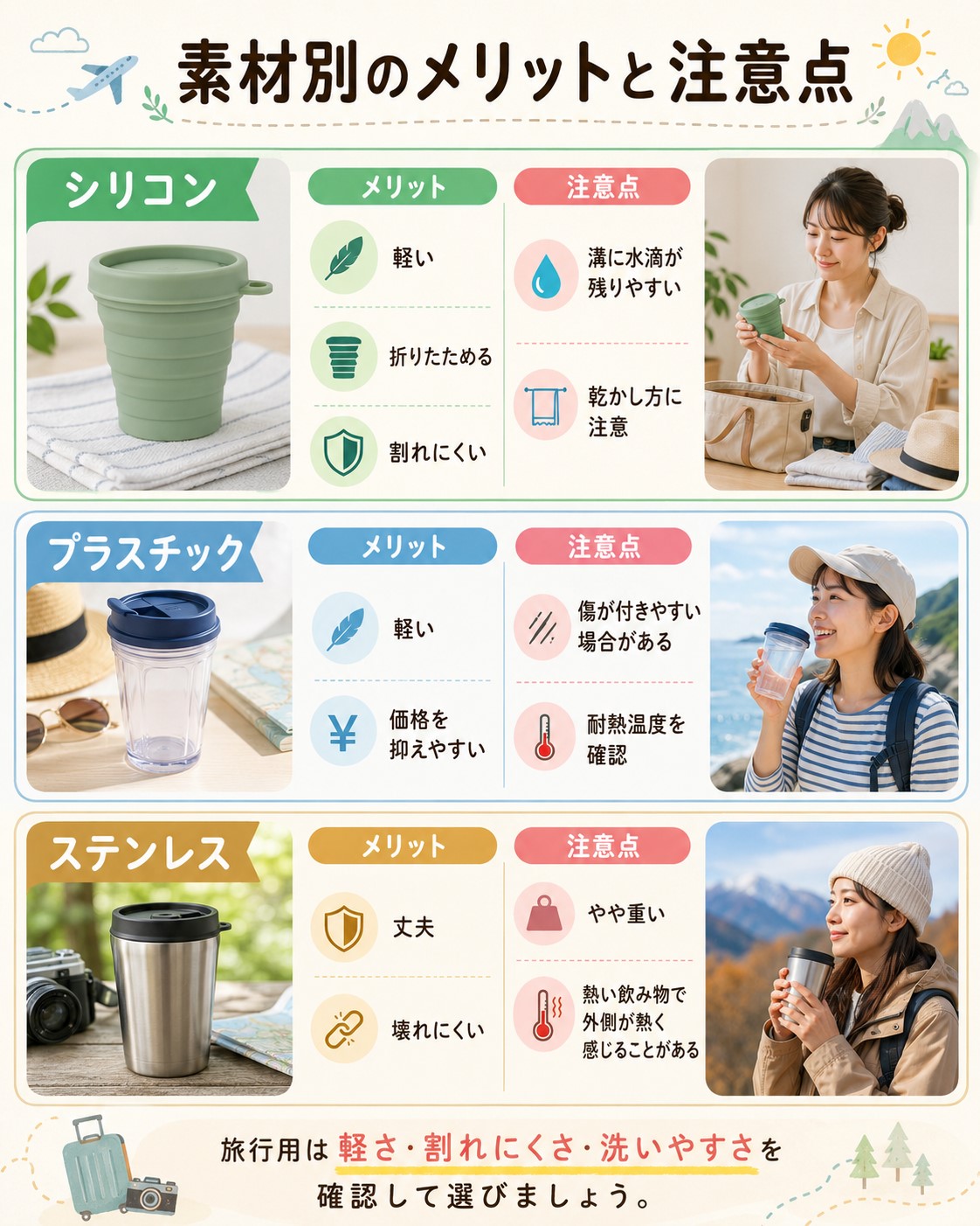 素材別のメリットと注意点