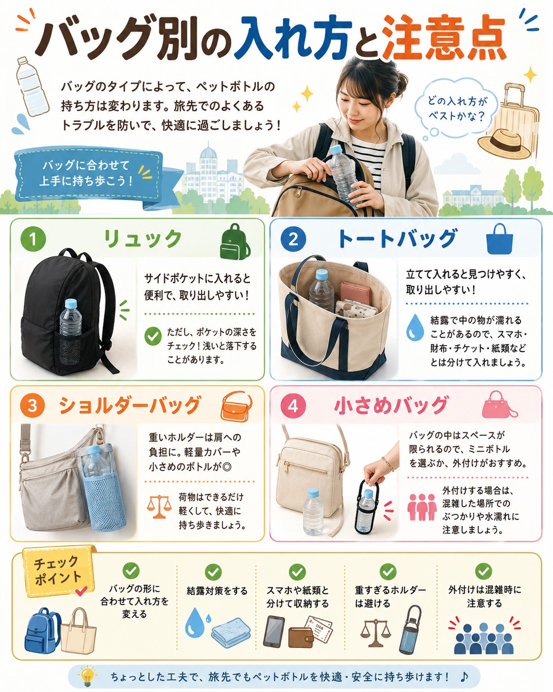 バッグ別の入れ方と注意点
