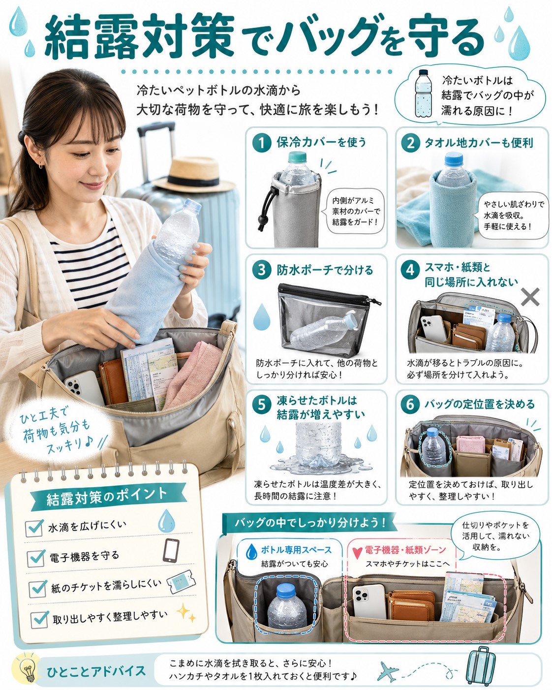 結露対策でバッグを守る