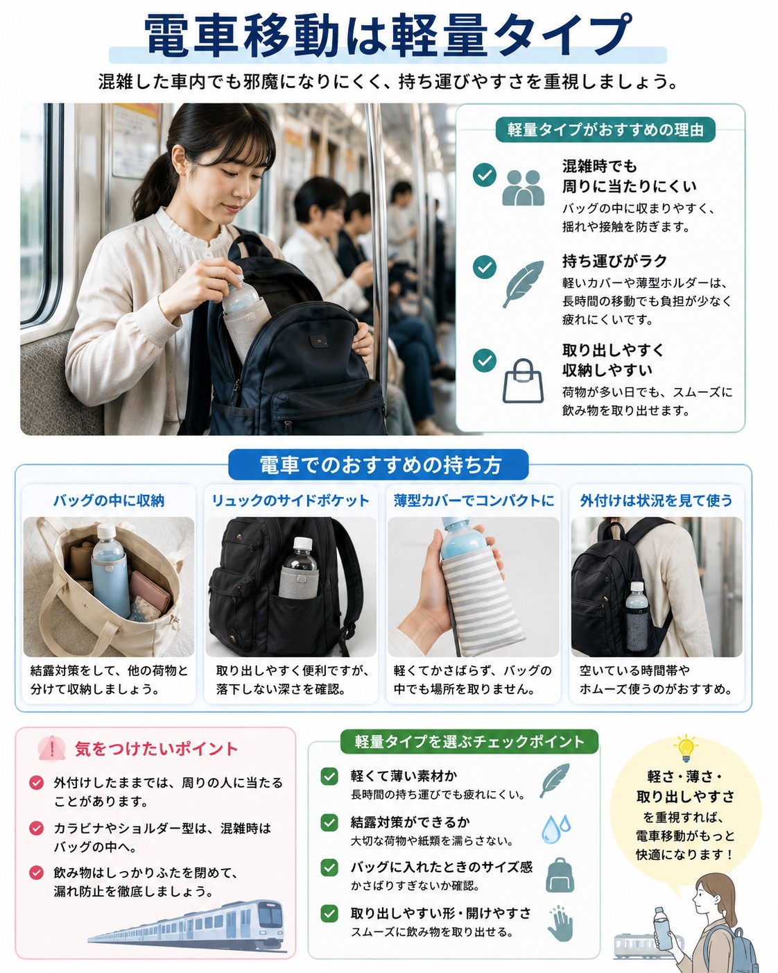 電車移動は軽量タイプ