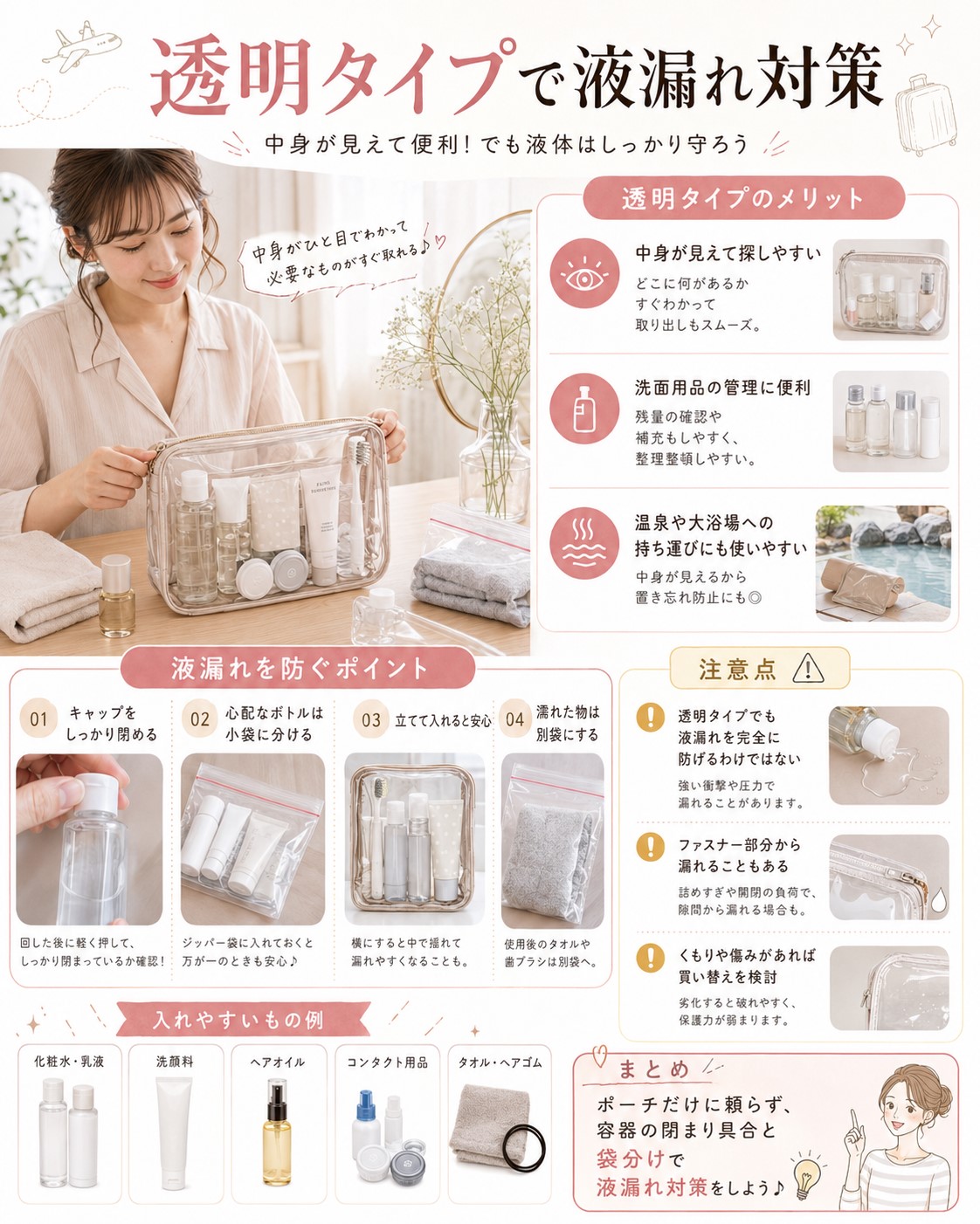 透明タイプで液漏れ対策