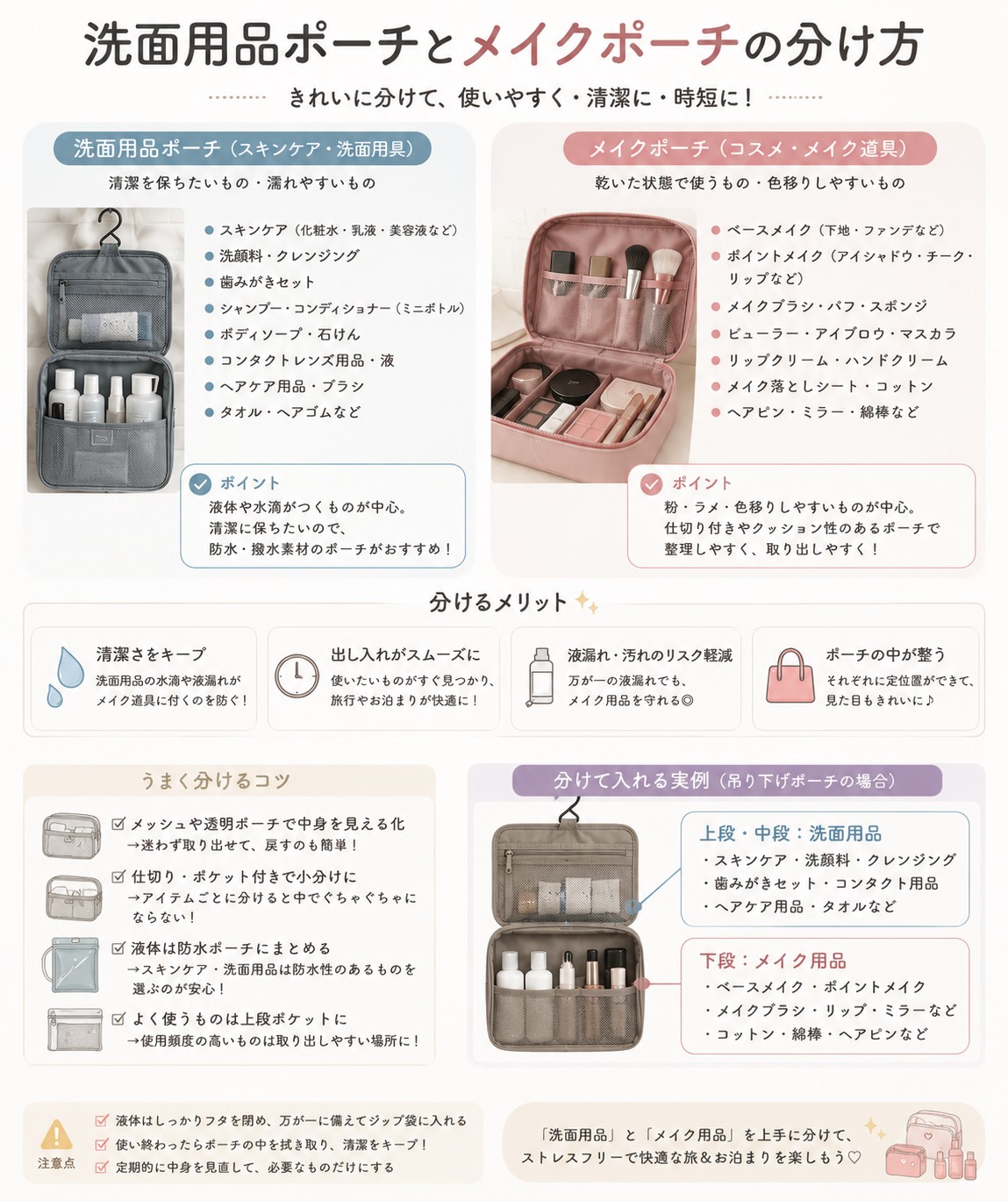 メイクポーチとの分け方