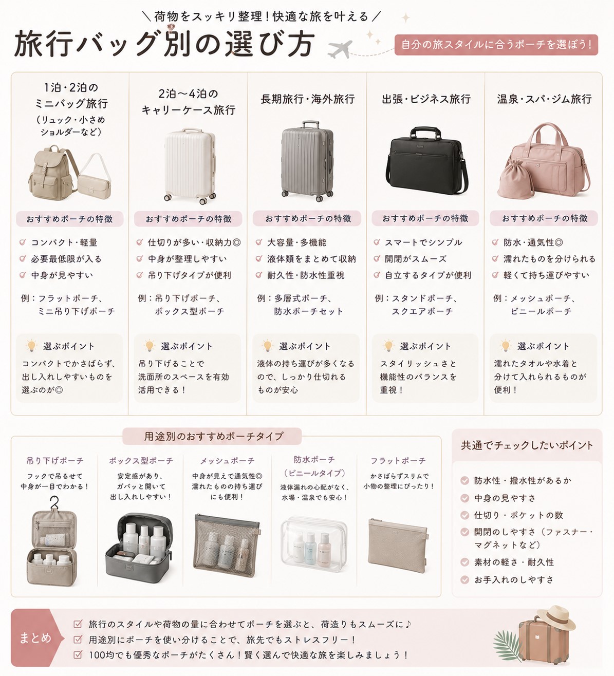 旅行バッグ別の選び方