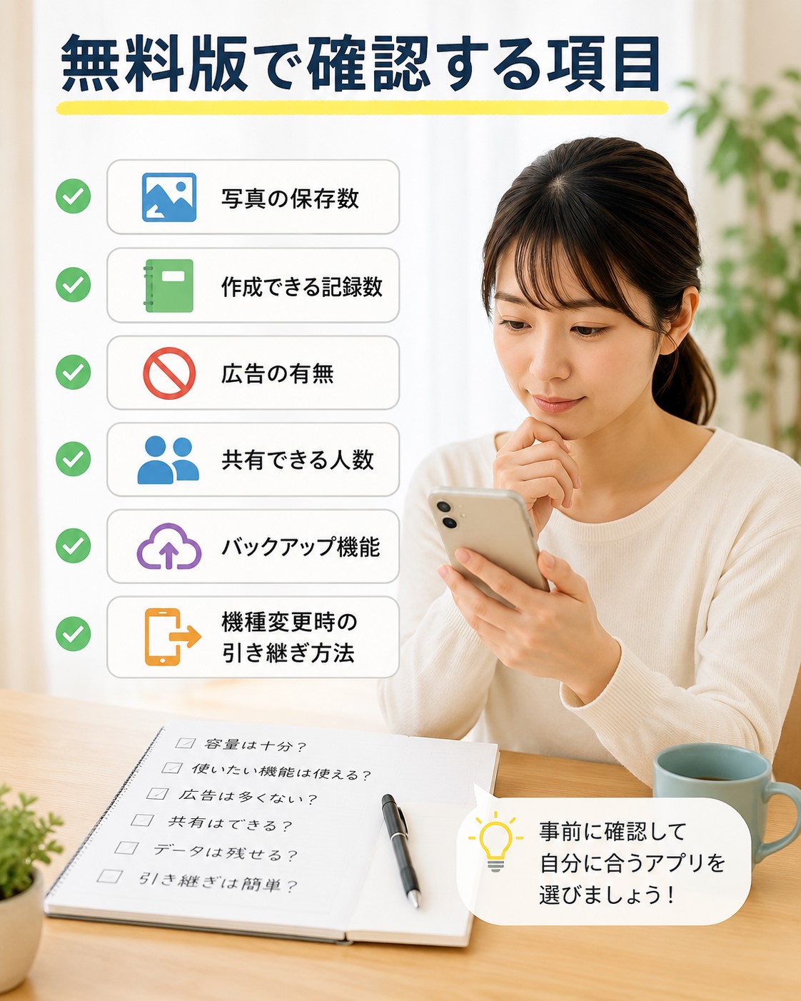 無料版で確認する項目