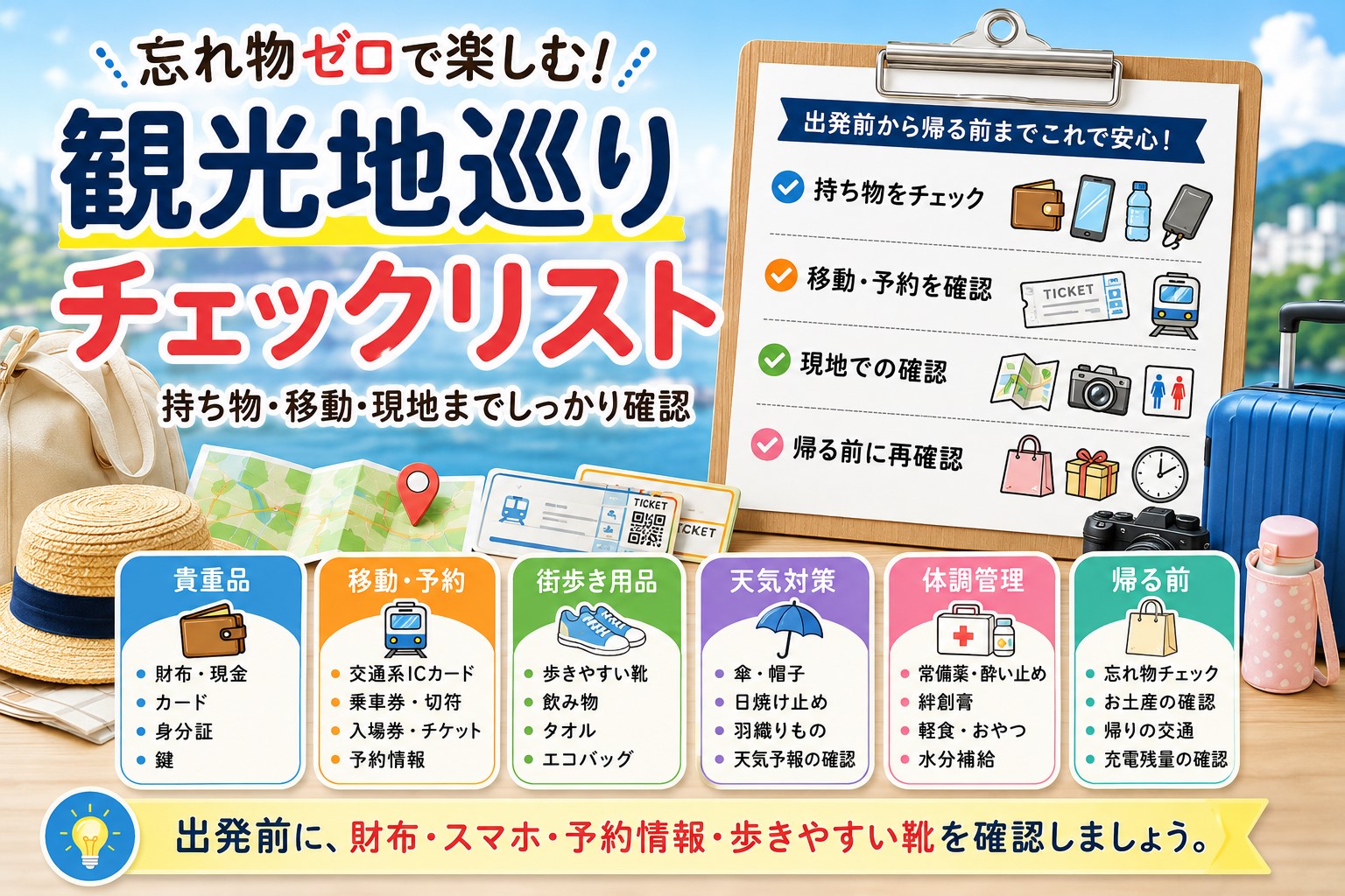 観光地巡りチェックリスト｜持ち物・移動・帰る前の確認まで解説