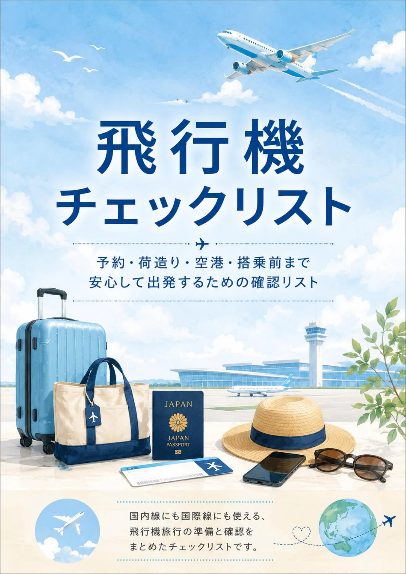 飛行機旅行チェックリスト｜無料PDFダウンロード