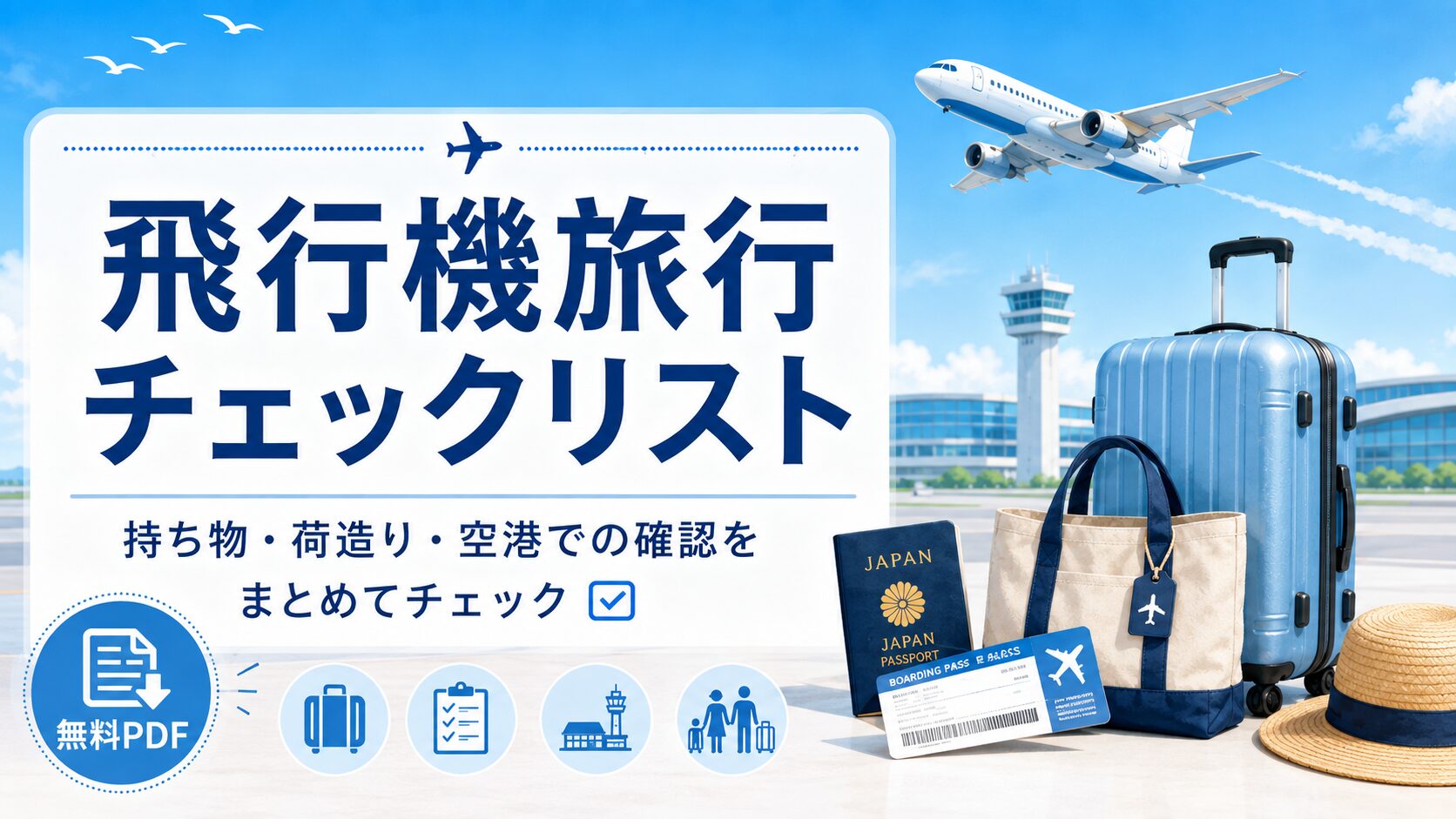 飛行機旅行チェックリスト｜持ち物・荷造り・空港での確認をまとめてチェック【無料PDF】