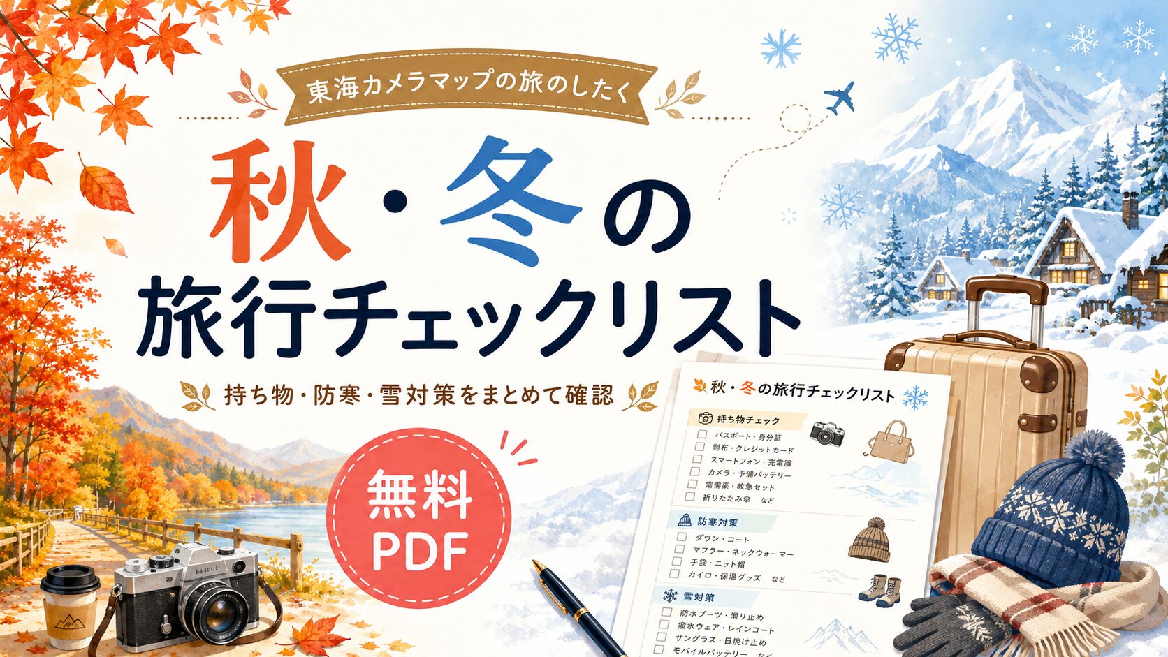 秋・冬の旅行チェックリスト｜持ち物・防寒・雪対策をまとめて確認【無料PDF】