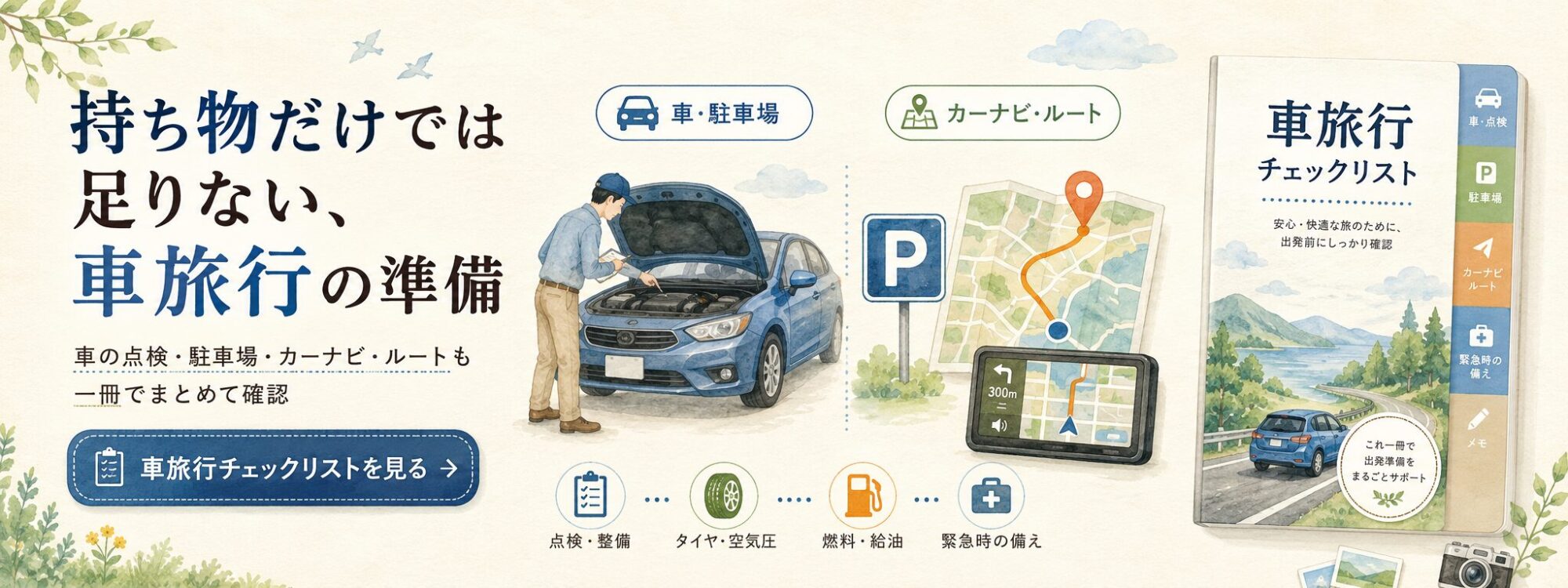 車旅行チェックリストバナー