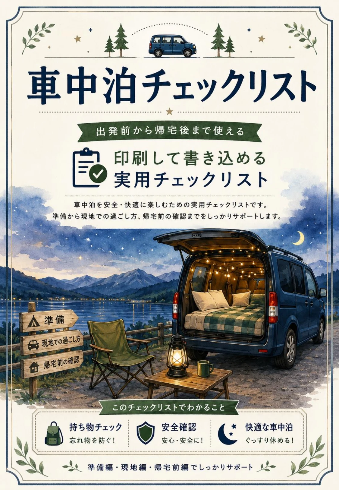 車中泊チェックリスト｜無料PDFダウンロード