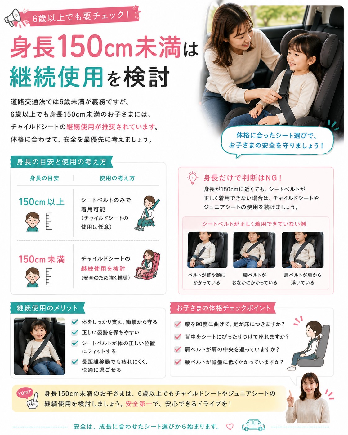 身長150cm未満は継続使用を検討