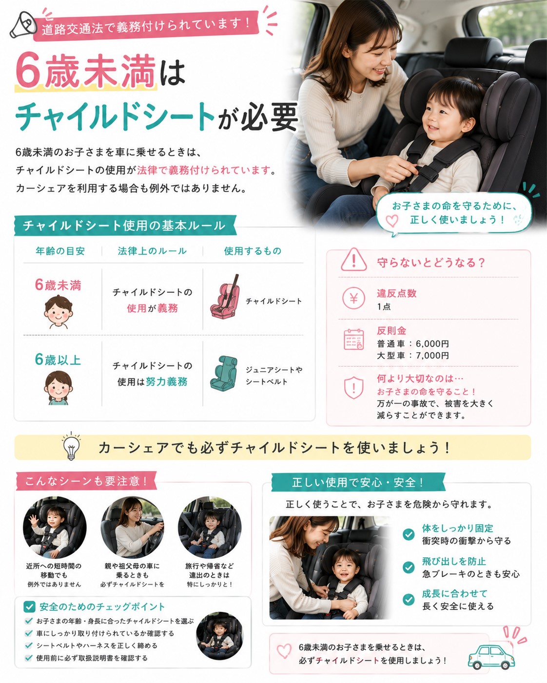 6歳未満はチャイルドシートが必要