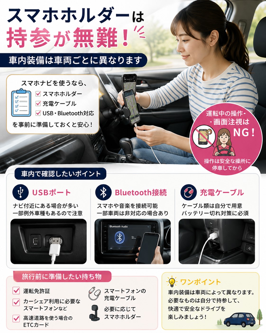 スマホホルダーは持参が無難