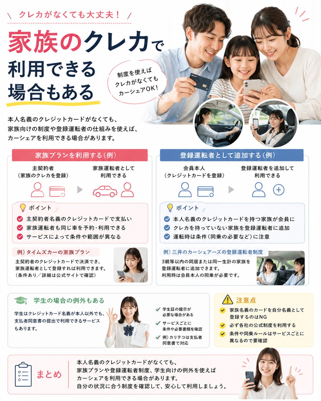 家族のクレカで利用できる場合もある