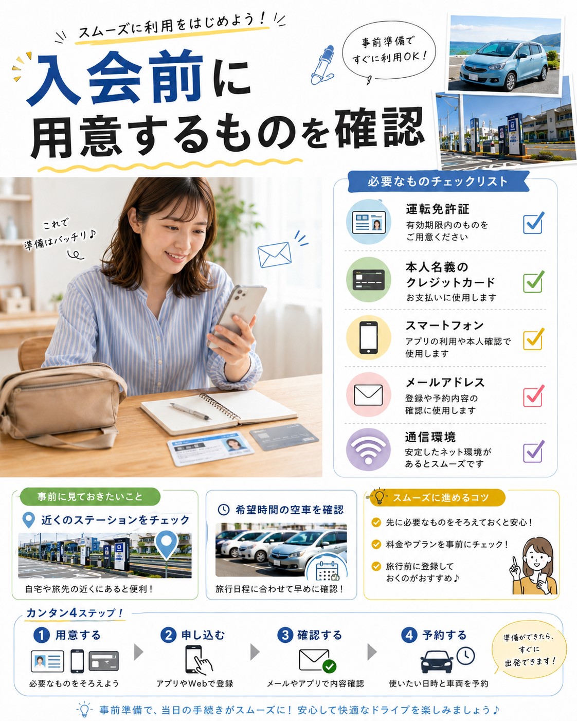 入会前に用意するものを確認