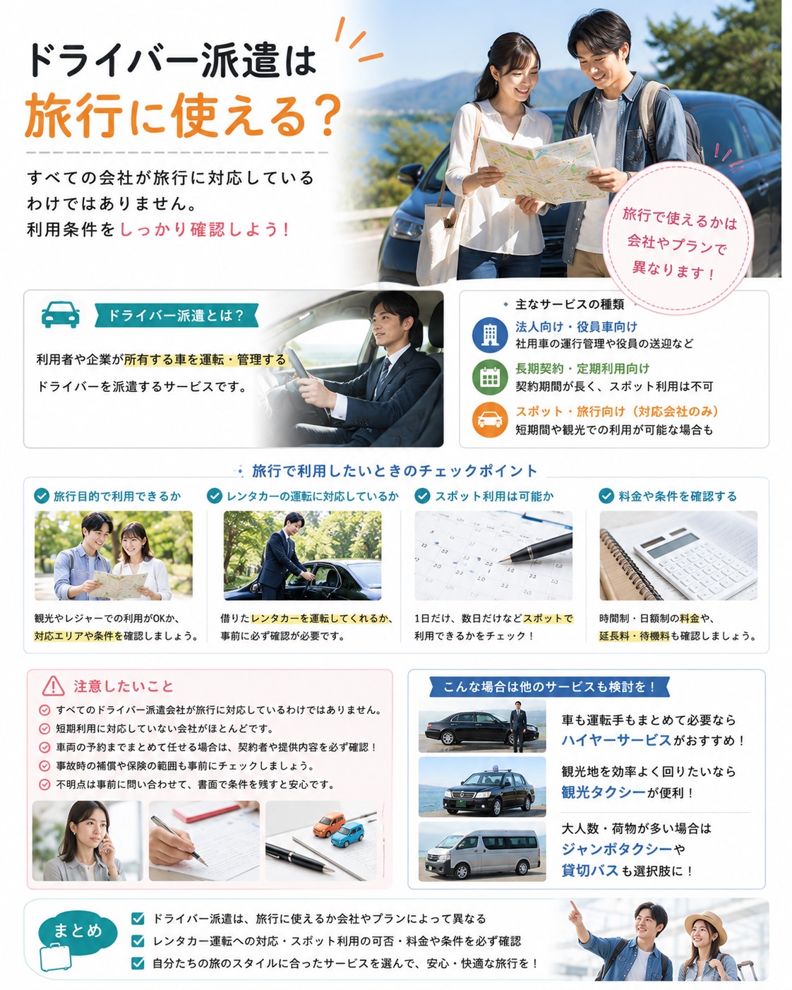 ドライバー派遣は旅行に使える?