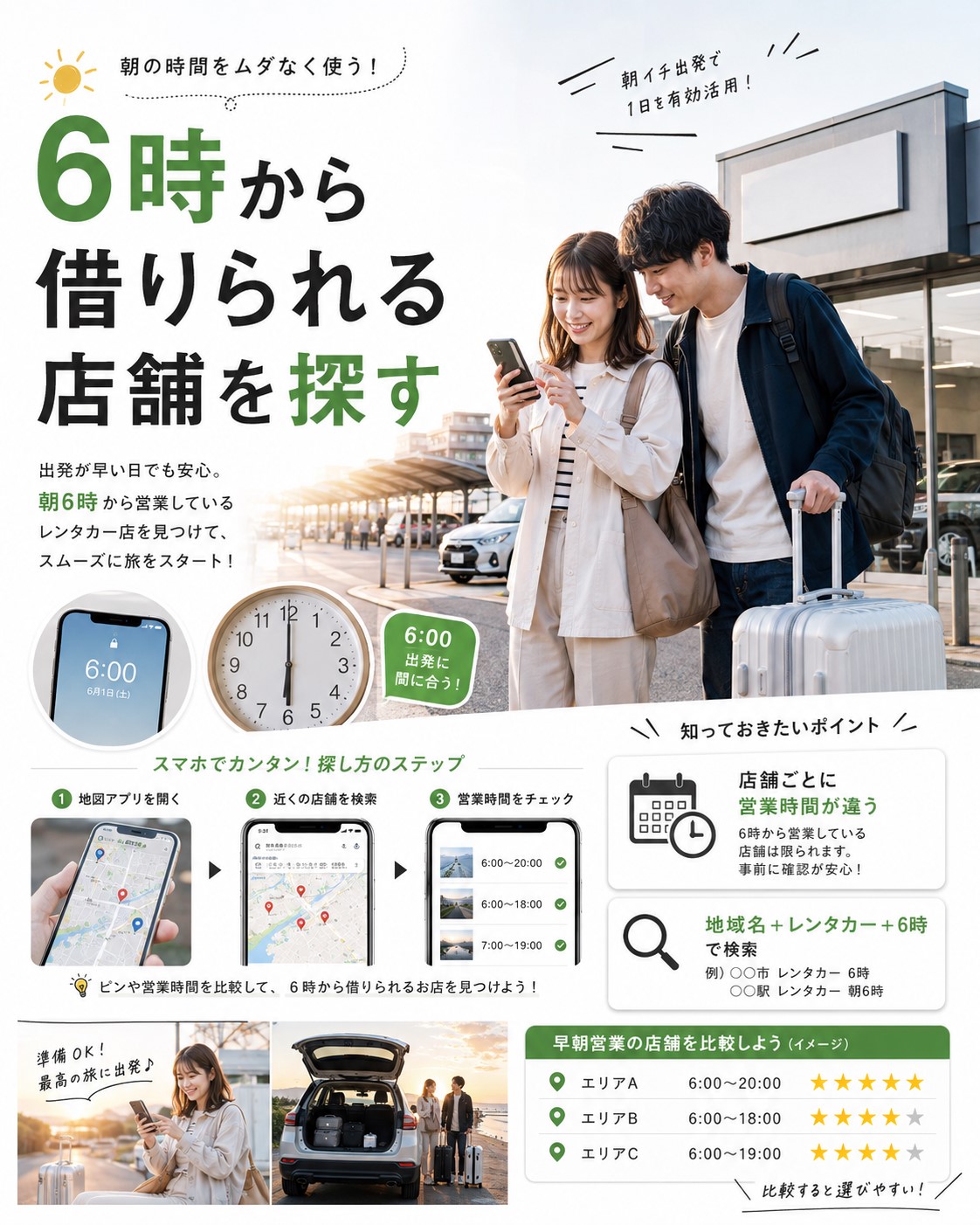6時から借りられる店舗を探す