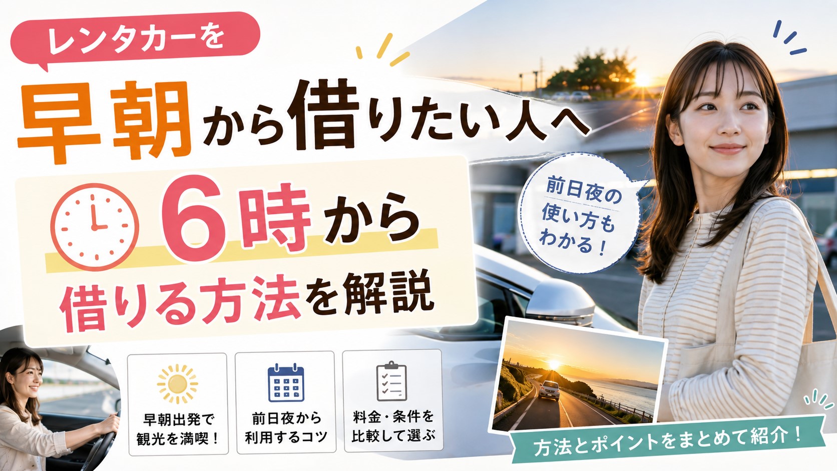 レンタカーを早朝から借りたい人へ｜6時から借りる方法を解説