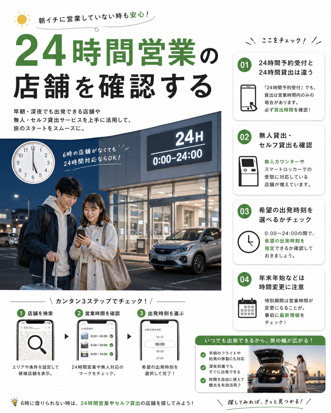 24時間営業の店舗を確認する