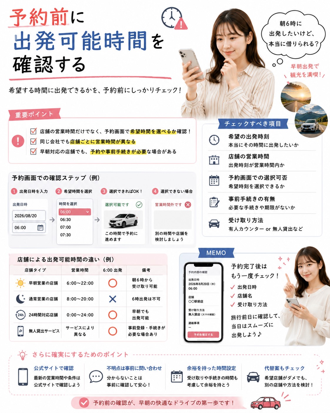 予約前に出発可能時間を確認する