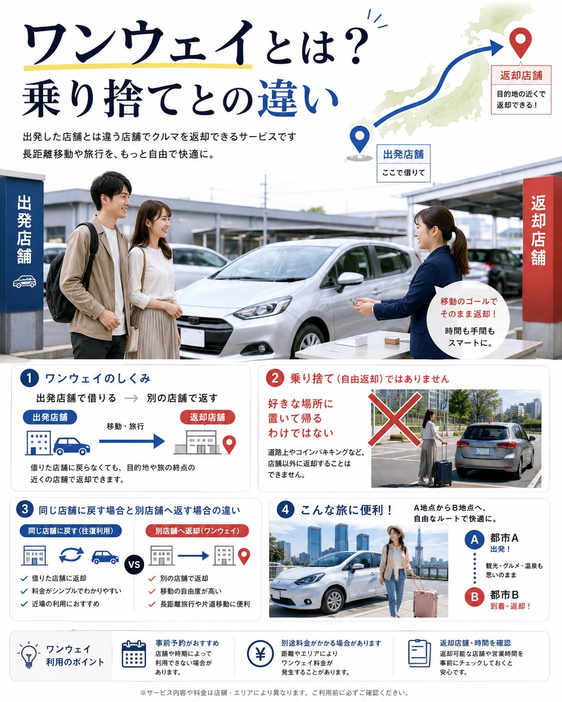 ワンウェイとは？乗り捨てとの違い