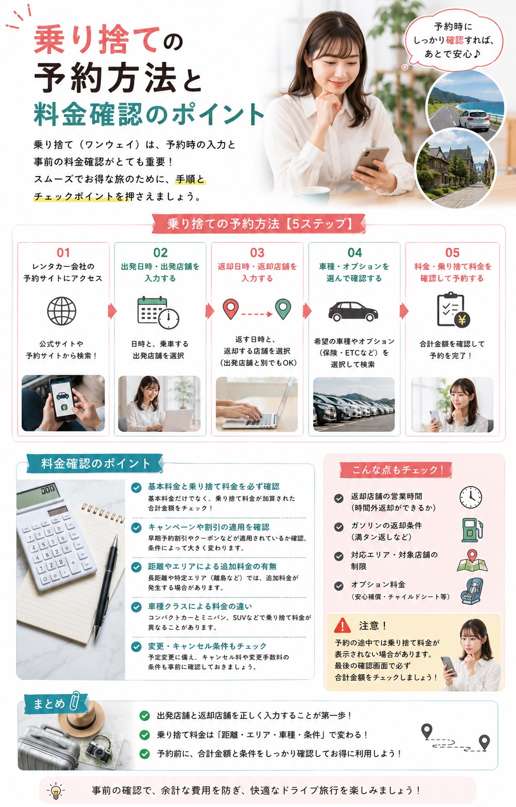 乗り捨ての予約方法と料金確認のポイント