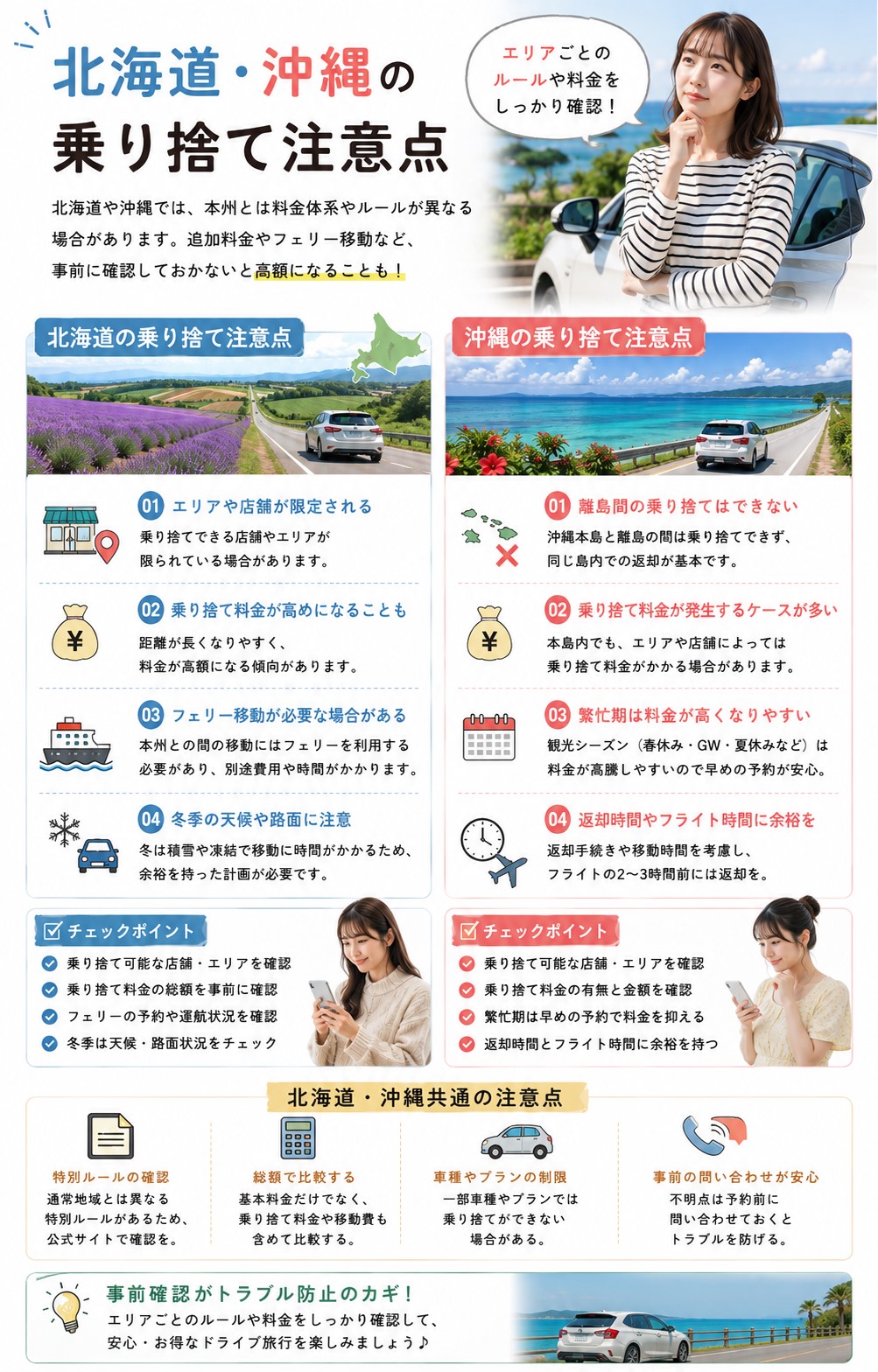 北海道・沖縄の乗り捨て注意点